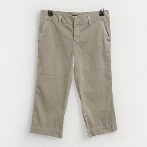 Express Womens Editor Cropped Chino Pants 12 Tan Khaki Cotton Side Stripe Preppy